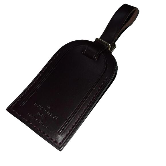 Louis Vuitton Name Tag Maroon Leather Bordeaux Burgundy Goldtone - Picture 7 of 16